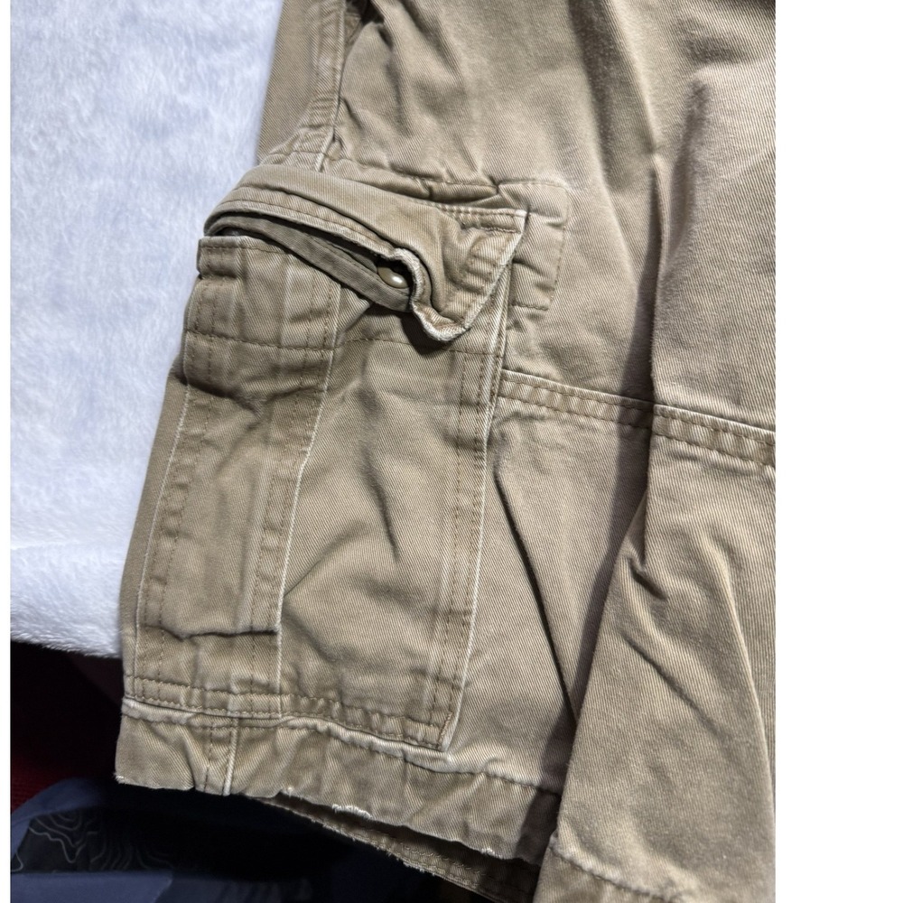 Abercrombie & Fitch Mens Khaki Cargo Shorts Size 30 Button Fly Tan Cotton Twill - Picture 4 of 4